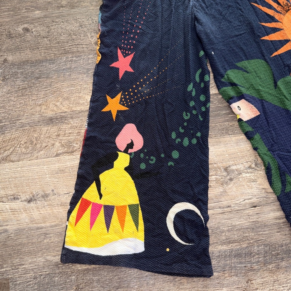 Farm Rio for Anthropologie Navy Celestial Tropical Wide Leg Jumpsuit Small P - Picture 6 of 11